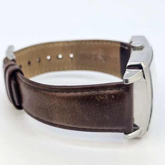 Vince Camuto Men's Watch 38MM Blue Dial Date Brown Leather Bands New Battery - Picture 10 of 15